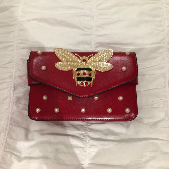 Red Bug Pearl Embellished Purse - Picture 2 of 5
